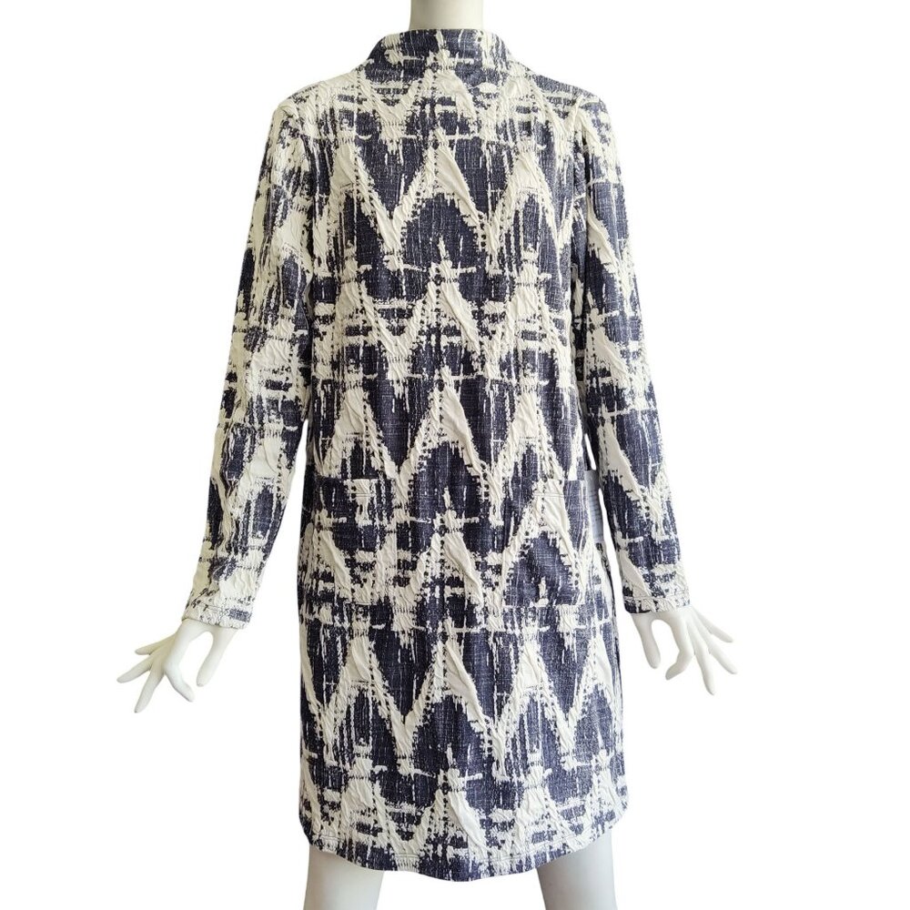Lab 40 Mod Mock Neck Pockets Zig Zag Textured Stretch Knit Maternity Dress L NWT